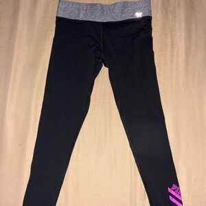 PINK Victoria's Secret Black Leggings with Gray Waistband Pink Logo
